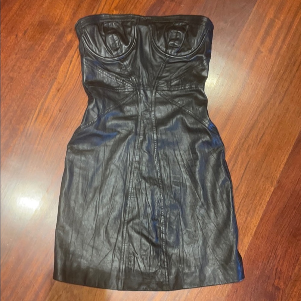 FREMONT Leather Strapless Mini Dress (S)